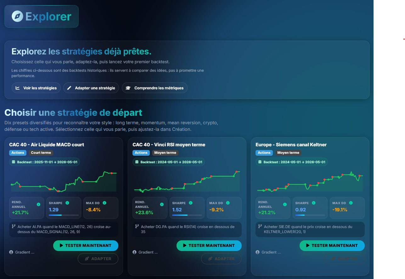Explorer de stratégies Gradient Systems